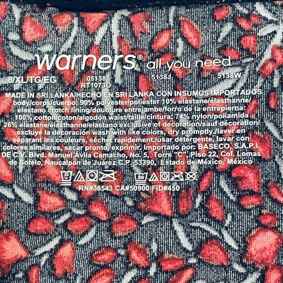 NWT 2 Pack Warners Black Red Print No Pinching No problem Tailored Hi-Cut Panty - Picture 5 of 12